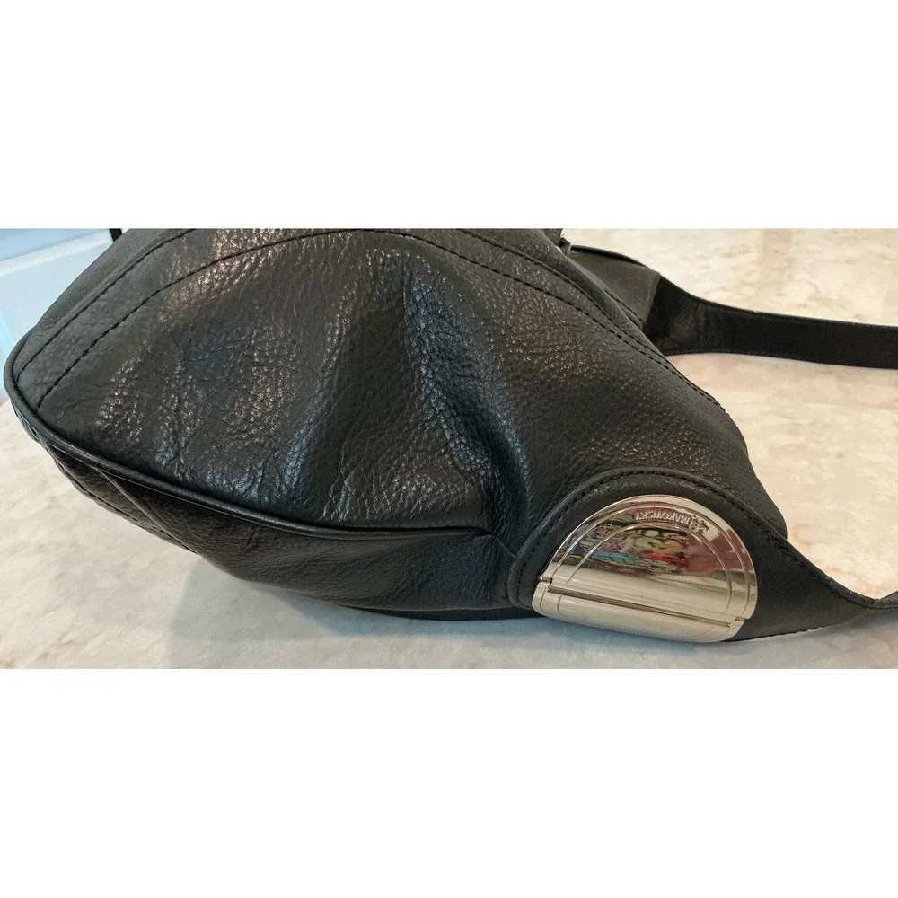 B Makowsky‎ Black Leather Hobo Shoulder Bag Purse - Picture 15 of 16